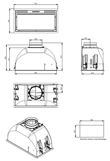 Okap Falmec Grupa Silnikowa Plus 50cm 800 m³/h czarny wysyłka 24 h Gratis !