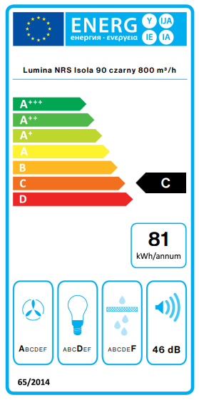 Okap Falmec Lumina NRS Isola 90 czarny 800 m³/h wyspowy