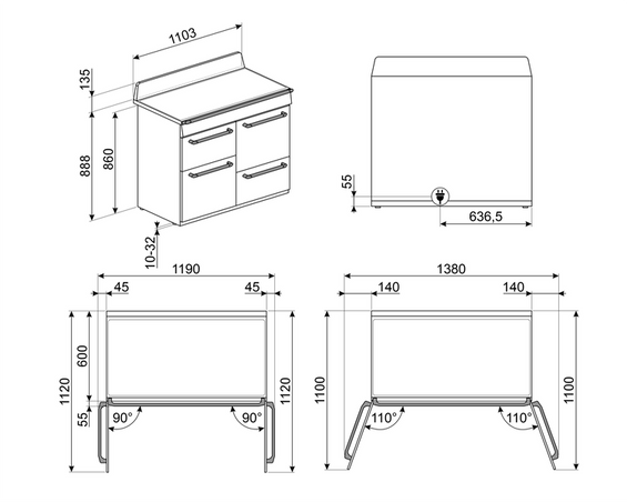 Kuchnia z płytą indukcyjną SMEG TR4110IGR2