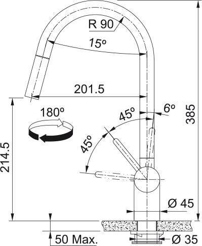 Bateria Franke Leda Neo pull-out Stal szlachetna 115.0590.047