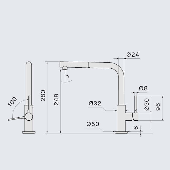 Bateria kuchenna Falmec Trevi CORNER PDV Rame