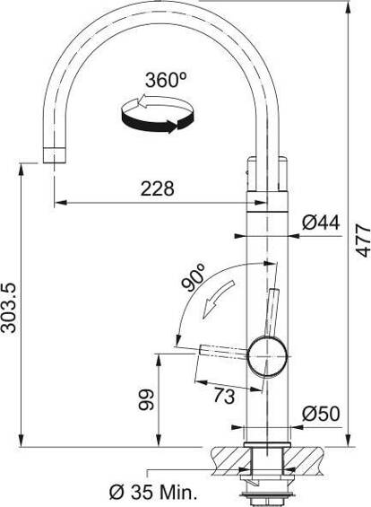 Bateria z filtrem Franke Vital J Czarna stal/stal optyczna 120.0621.312