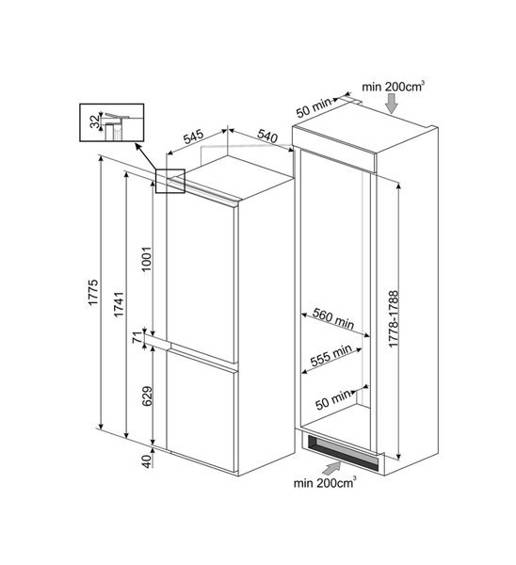 Chłodziarko-zamrażarka do zabudowy Smeg C8175TNE 