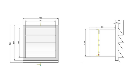 Elica Kratka wentylacyjna na rurę okrągłą 190x190 Ø150 mm KIT0121010