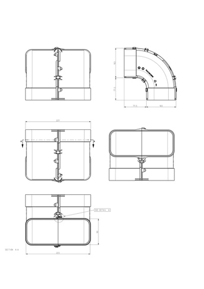 Kolanko pionowe prostokątne 90° Elica 227x94mm KIT0121005