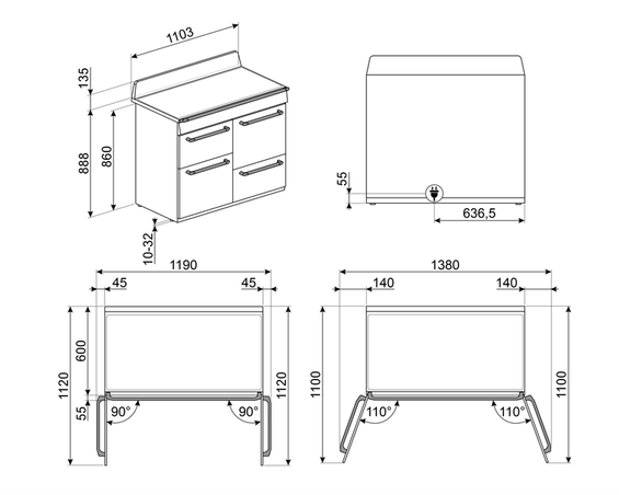 Kuchnia z płytą indukcyjną SMEG TR4110IX2