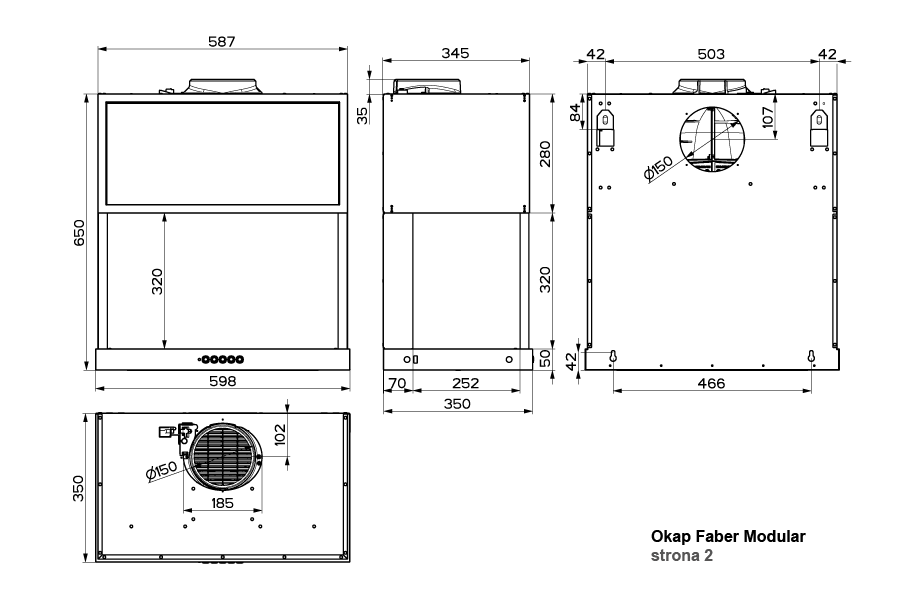 Okap Faber MODULAR F60 BK MATT 335.0706.645 przyścienny