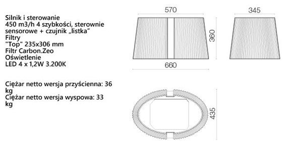 Okap Falmec Marilyn E.ion Isola 67 biały 450 m³/h wyspowy