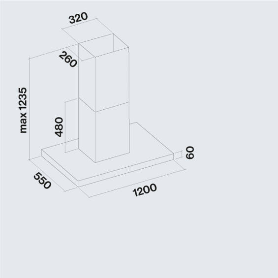 Okap Falmec Plane Plus Isola 120 inox 800 m³/h wyspowy