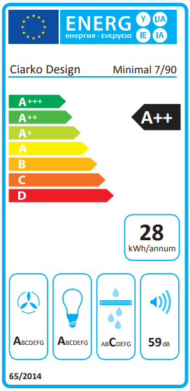 Okap podszafkowy Ciarko Minimal 7 Czarny 90 cm wyciąg