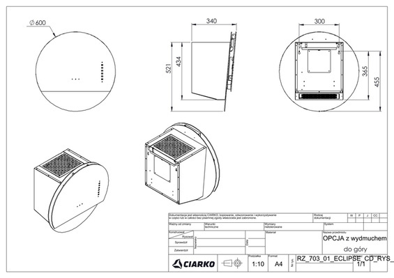 Okap przyścienny Ciarko Design Eclipse Czarny/Różowe Złoto 60cm pochłaniacz