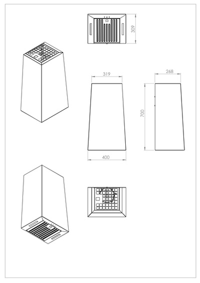 Okap przyścienny Ciarko Minimal 3 Czarny 40 cm wyciąg