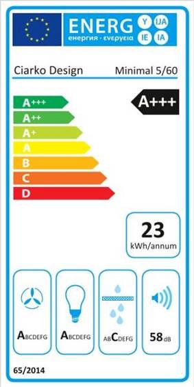 Okap przyścienny Ciarko Minimal 5 Czarny 60 cm wyciąg