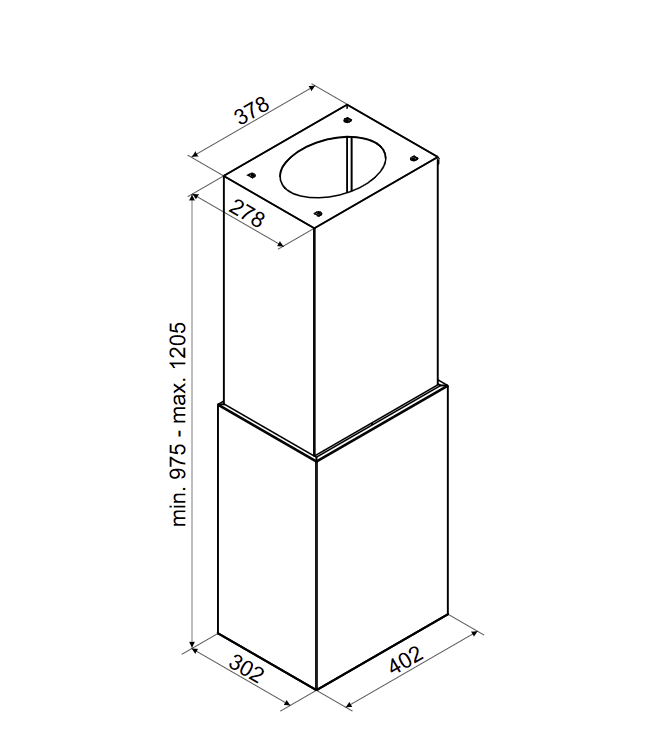 Okap wyspowy Ciarko CUBE W Czarny 40cm wyciąg