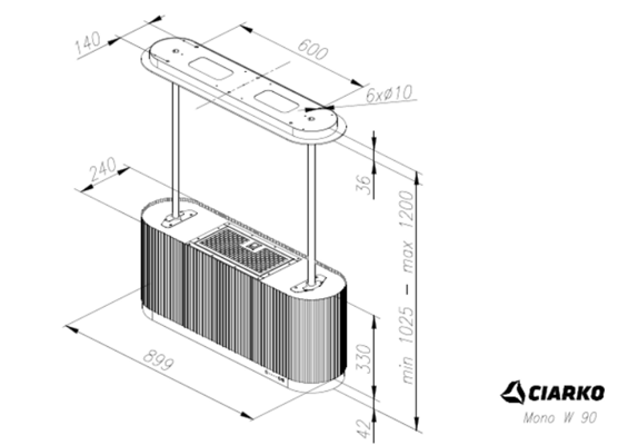 Okap wyspowy Ciarko Design MONO W Ecru pochłaniacz