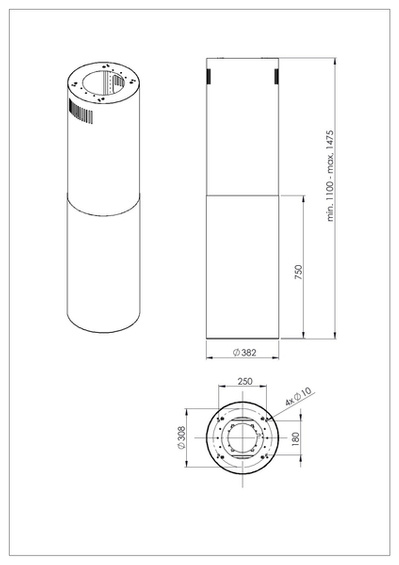 Okap wyspowy Ciarko TUBUS W Long Biały 38cm wyciąg