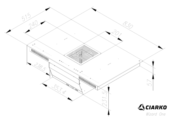 Okap zintegrowany z płytą indukcyjną Ciarko Wizard One wyciąg