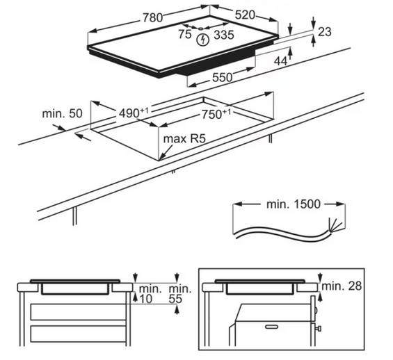 Płyta indukcyjna 800 Sense Boil+Fry SLIM-FIT Electrolux EIS87583 80 cm