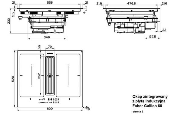 Płyta z wbudowanym okapem Faber GALILEO SMART BK GLASS 60 340.0627.227