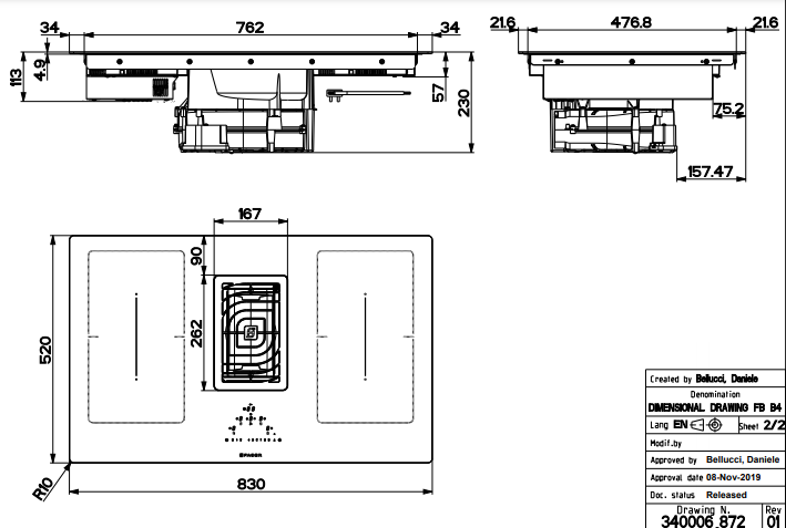 Płyta z wbudowanym okapem Faber GALILEO SMART BK GLASS 83 340.0577.694