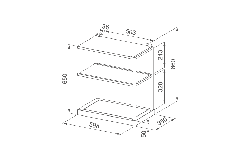 Półka modułowa 60cm do okapu Faber MODULAR F60 BK MATT 112.0706.647