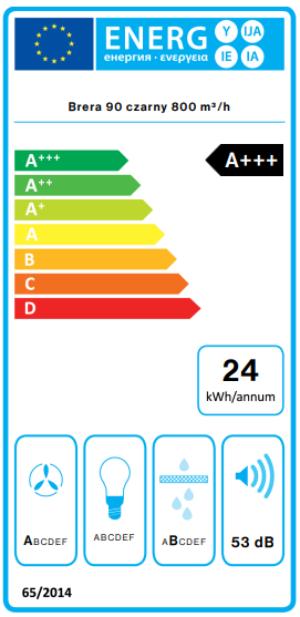 System Zintegrowany Falmec Brera 90 czarny 800 m³/h