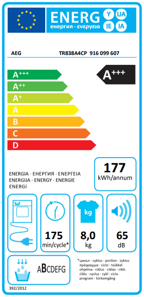 Wolnostojąca suszarka z pompą ciepła AEG TR838A4CP ABSOLUTECARE® 8 KG