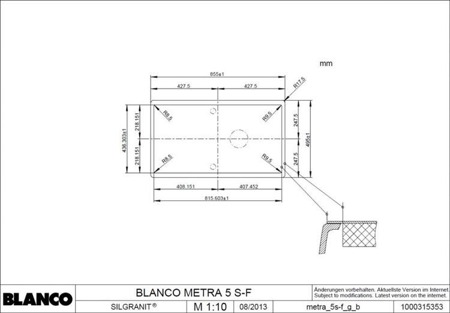 Zlew BLANCO METRA 5 S-F 519102 (Silgranit szarość skały PuraDur II z korkiem aut. do montażu na równi z blatem)