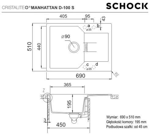 Zlew Schock Manhattan D-100S Croma